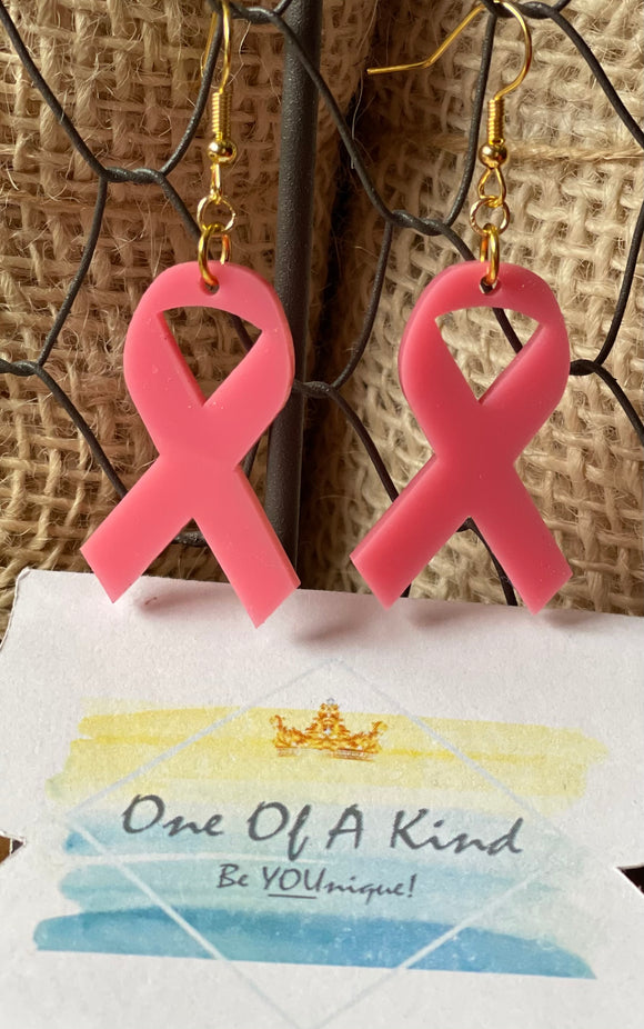 Acrylic Breast Cancer Ribbon Earrings