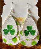 Faux Leather St. Patricks Day Teardrop Earrings