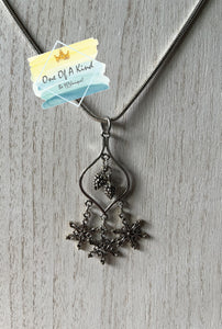 Metal Pinecone and Snowflake Charm Necklace