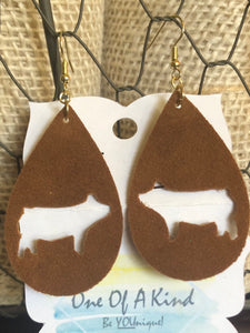 Show Pig Cutout Earrings - ONE OF A KIND