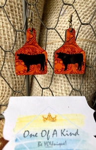 Hardboard Small Cow Tag Show Animal Earrings