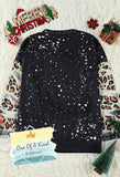 Black Bleached Merry Christmas Buffalo Leopard Sweatshirt