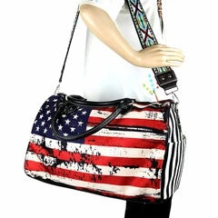 American Flag Canvas Weekender Travel Bag