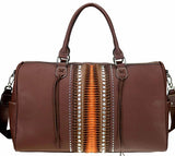Leather Cut-Out Weekender Travel Bag