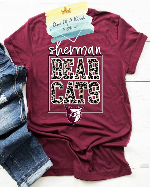 Sherman Bearcats Rectangle Leopard Tshirt