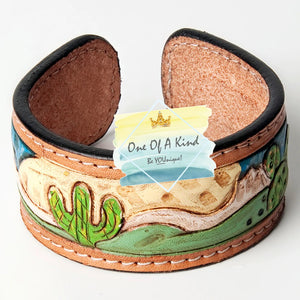 Hand Painted Leather Cuff Bracelet