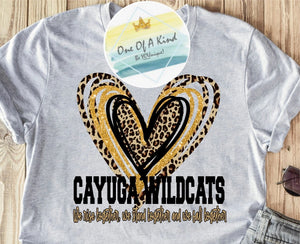 Cayuga Wildcats Heart Tshirt