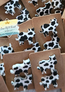 Handpainted Wood Cow Earrings