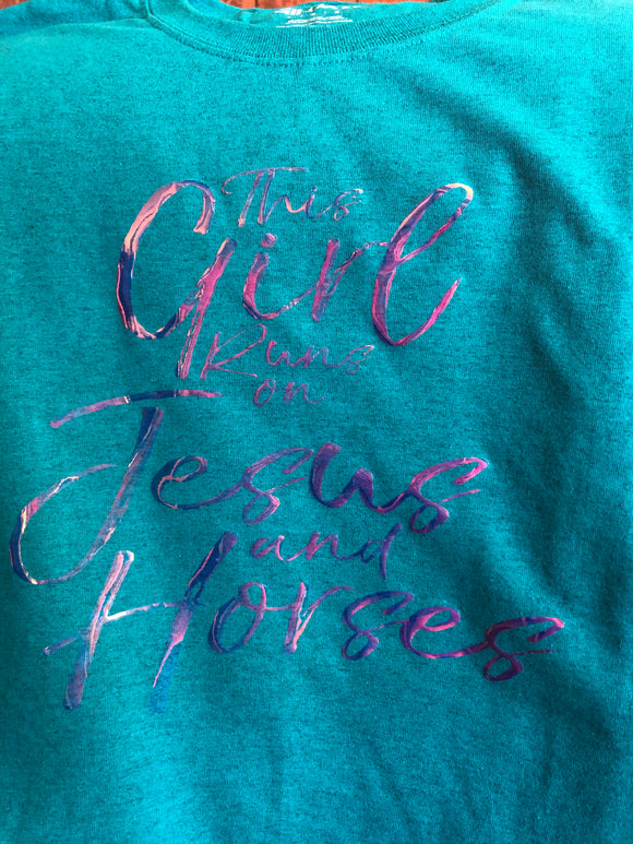 This Girl Runs on Jesus and Horses Tshirt