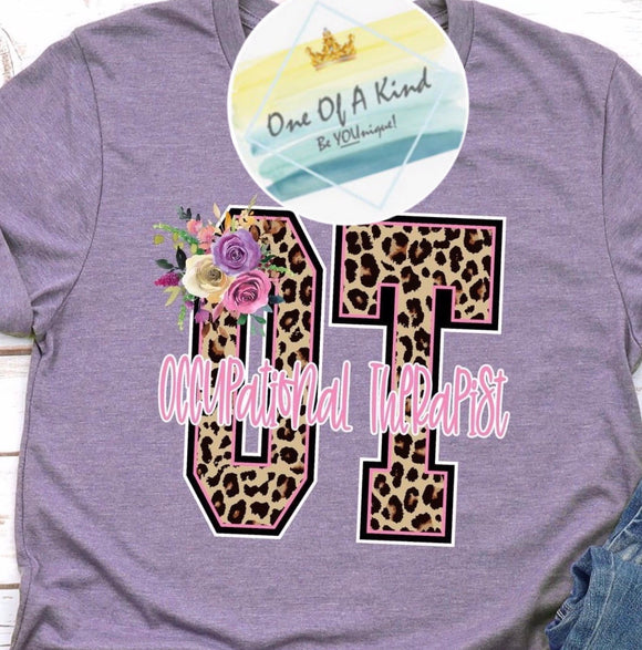 Leopard Floral Occupational Therapist Tshirt