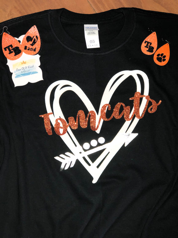 Tom Bean Tomcats Heart Tshirt