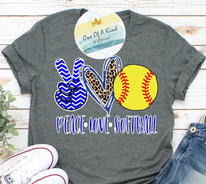 Peace Love Softball Panthers Onesie/Toddler/Youth Tshirt