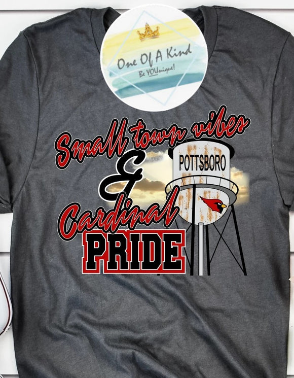 Small Town Vibes Pottsboro Cardinals Tshirt