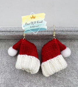 Hand Knitted Santa Hat Earrings