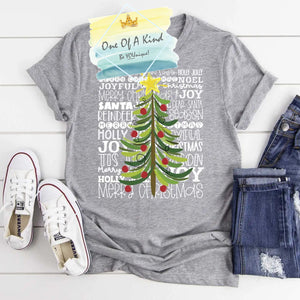 Christmas Tree White Words Tshirt