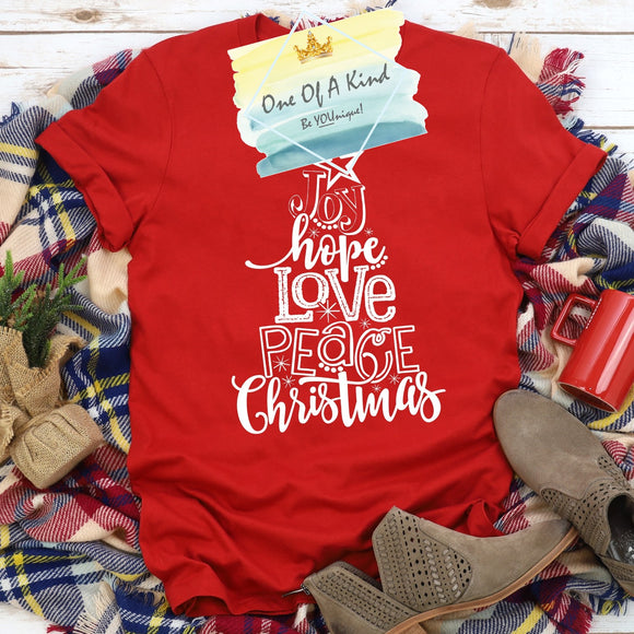 Joy Hope Love Peace Christmas Tree Tshirt