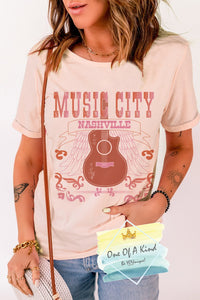 Nashville Music City Guitar Graphic Tshirt