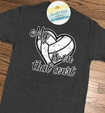 Volleyball Heart on Court Tshirt